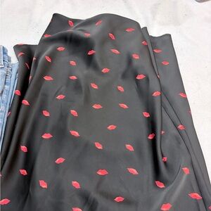 A New Day Black Skirt with Red Lips Design